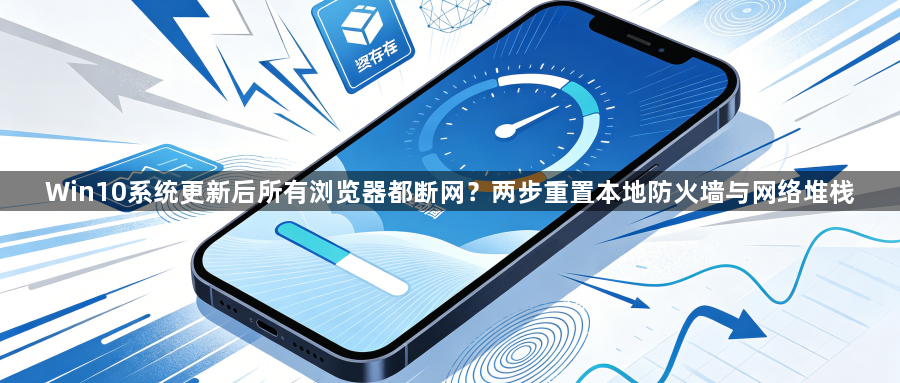 Win10系统更新后所有浏览器都断网?两步重置本地防火墙与网络堆栈1