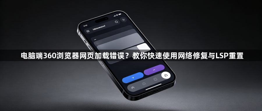 电脑端360浏览器网页加载错误？教你快速使用网络修复与LSP重置1